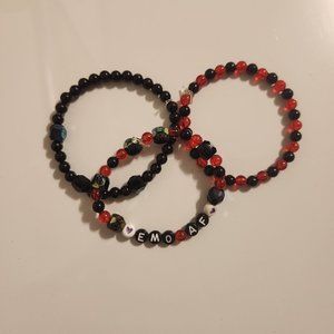 Black and Red Emo AF Bracelet set